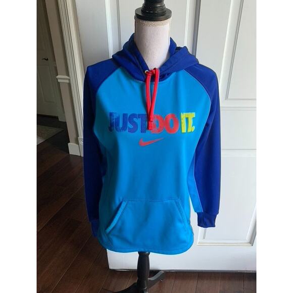 Nike Just Do It y2k blue sweatshirt hoodie size small - Picture 1 of 4